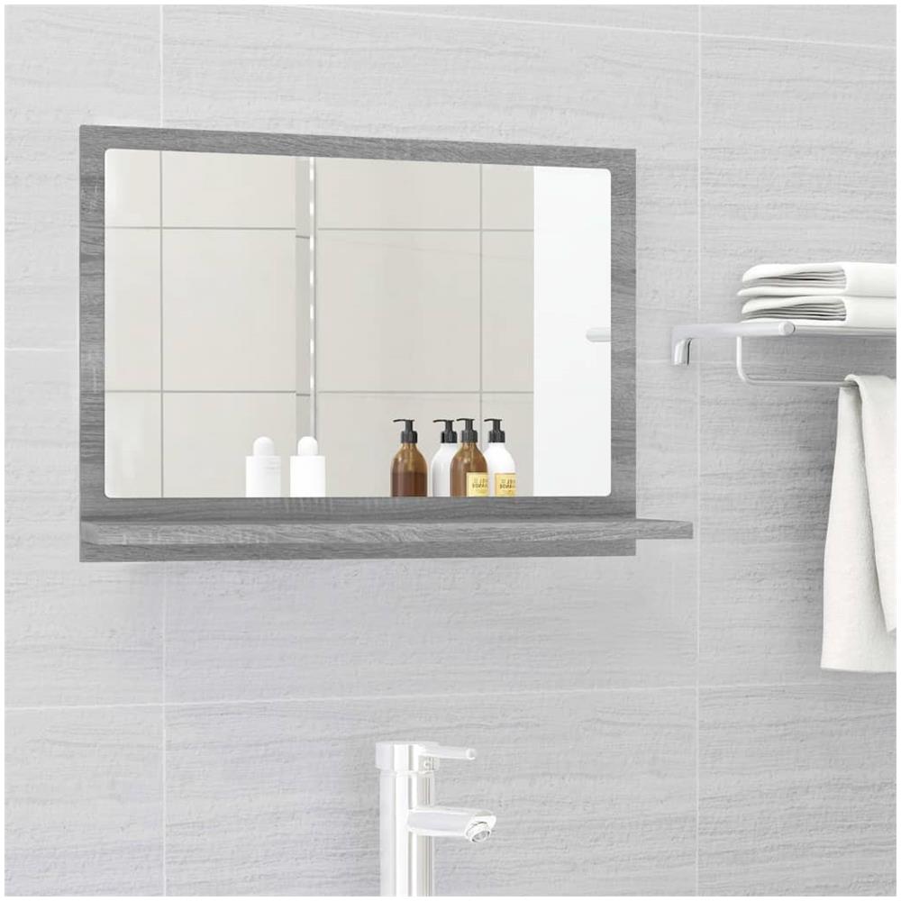 Specchio Da Bagno Grigio Sonoma 60x10,5x37 Cm Legno Multistrato - Foto 1