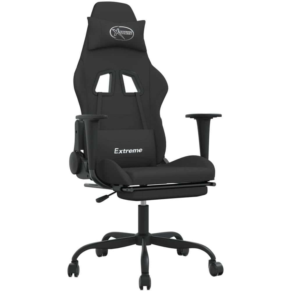 Sedia Da Gaming Con Poggiapiedi Nero In Tessuto - Foto 1