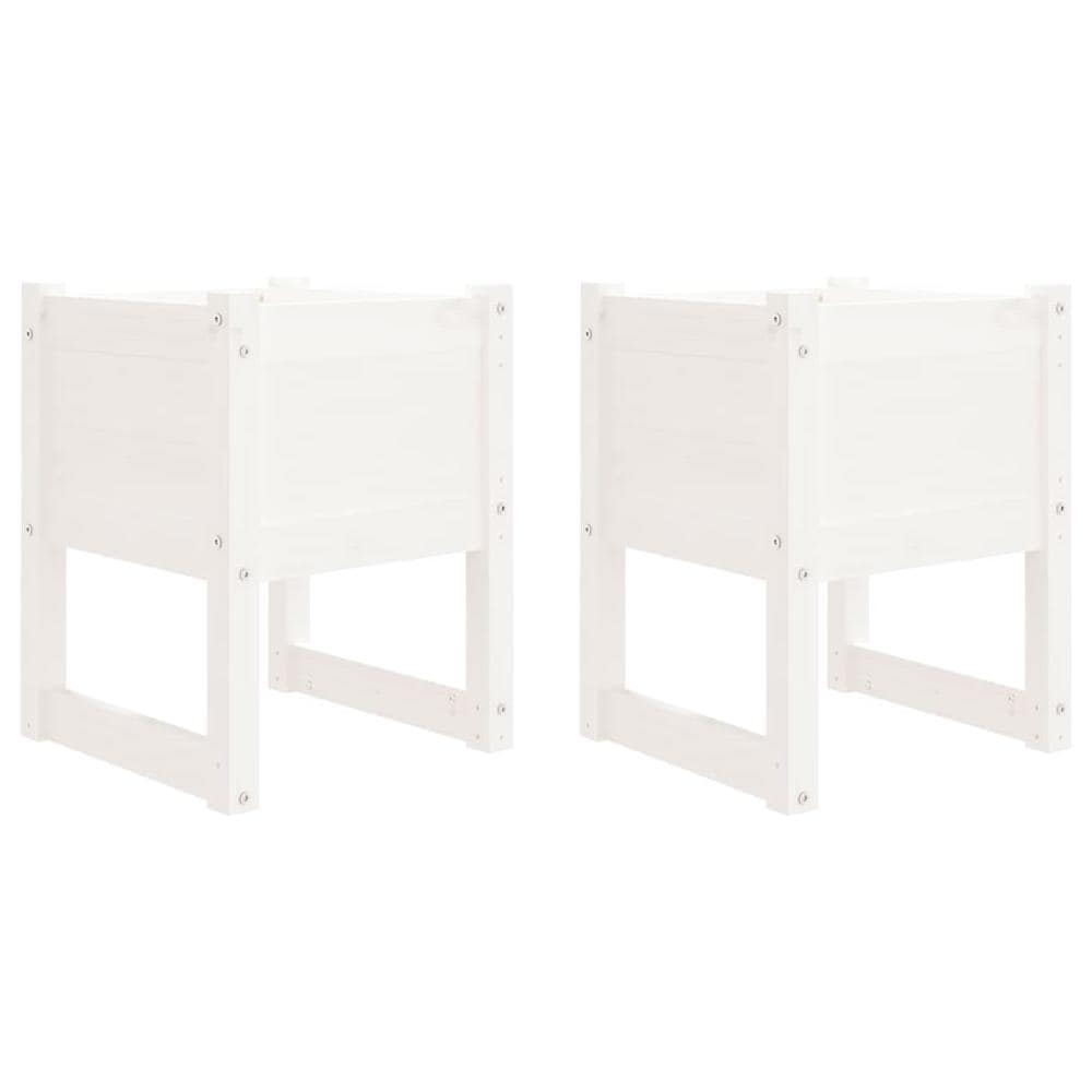 Fioriere 2 pz Bianche 40x40x52,5 cm in Legno Massello di Pino - Foto 2