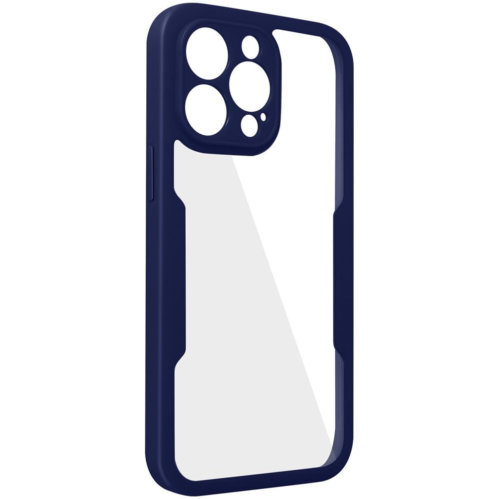 Cover Iphone 14 Pro Max Retro Plexiglass Fronte Polimero Bordo Blu - Foto 2