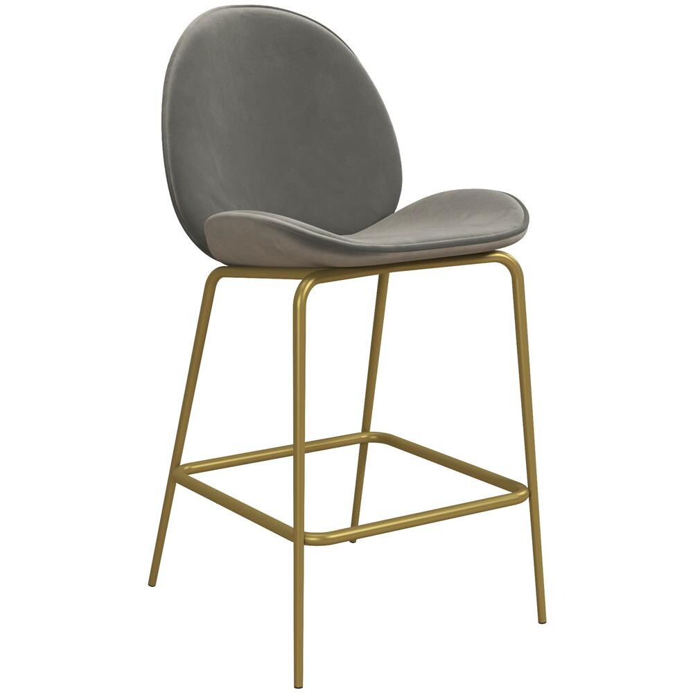 Astor Sgabello Imbottito In Velluto Grigio Chiaro - Foto 1
