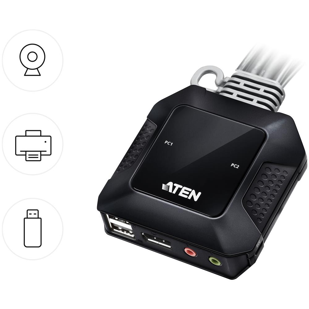 Switch KVM cablato ibrido DisplayPort USB-C a 2 porte - Foto 6