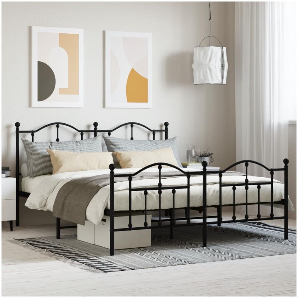 Giroletto Con Testiera E Pediera Metallo Nero 183x213 Cm - Foto 1