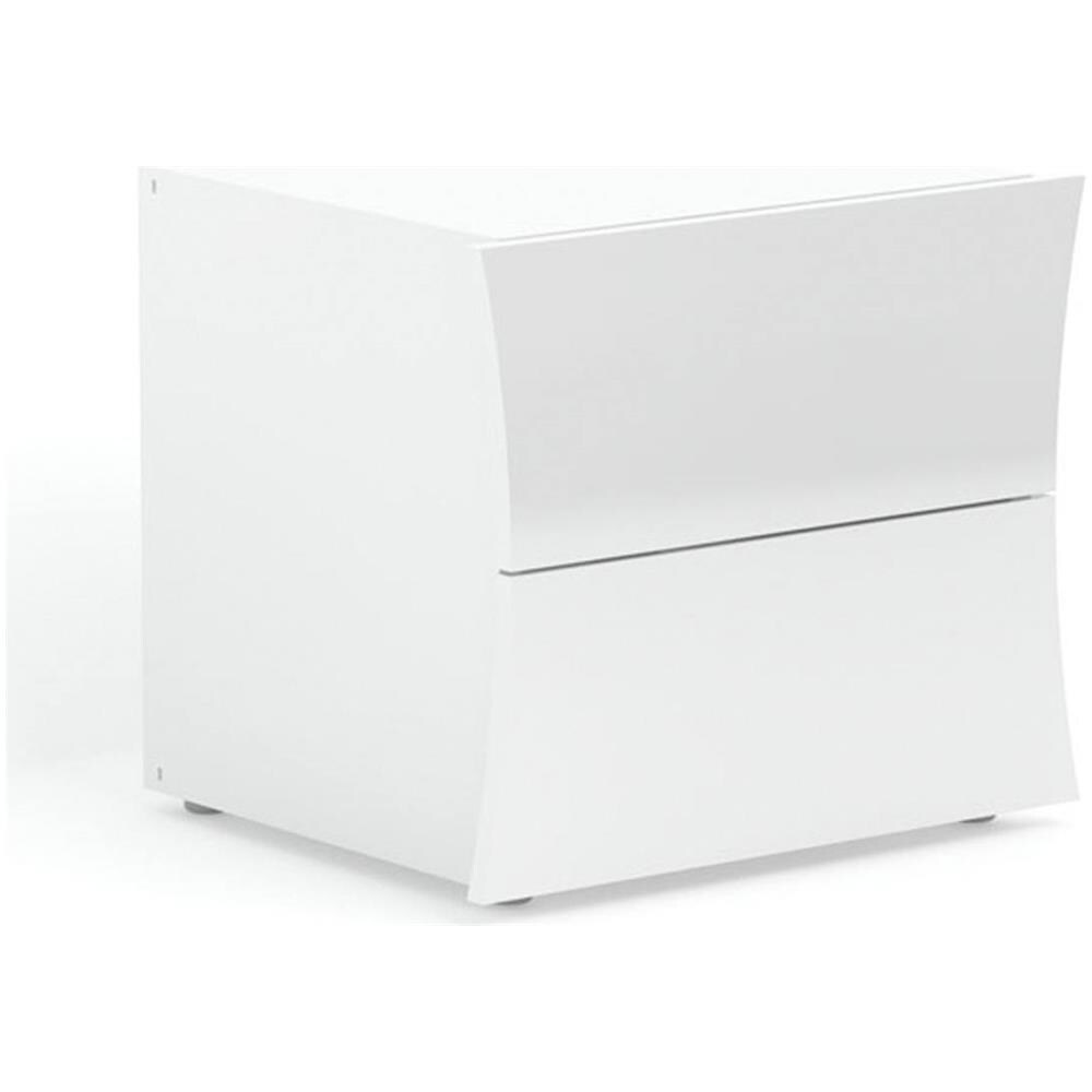 Comodino Pietro, Tavolino Da Notte Con 2 Cassetti, Mobiletto Per Camera Da Letto, 100% Made In Italy, Cm 50x40h41, Bianco Lucido - Foto 2