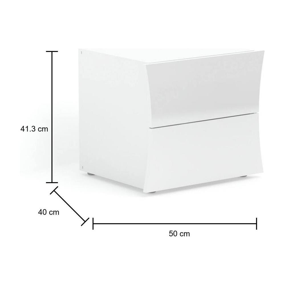 Comodino Pietro, Tavolino Da Notte Con 2 Cassetti, Mobiletto Per Camera Da Letto, 100% Made In Italy, Cm 50x40h41, Bianco Lucido - Foto 3