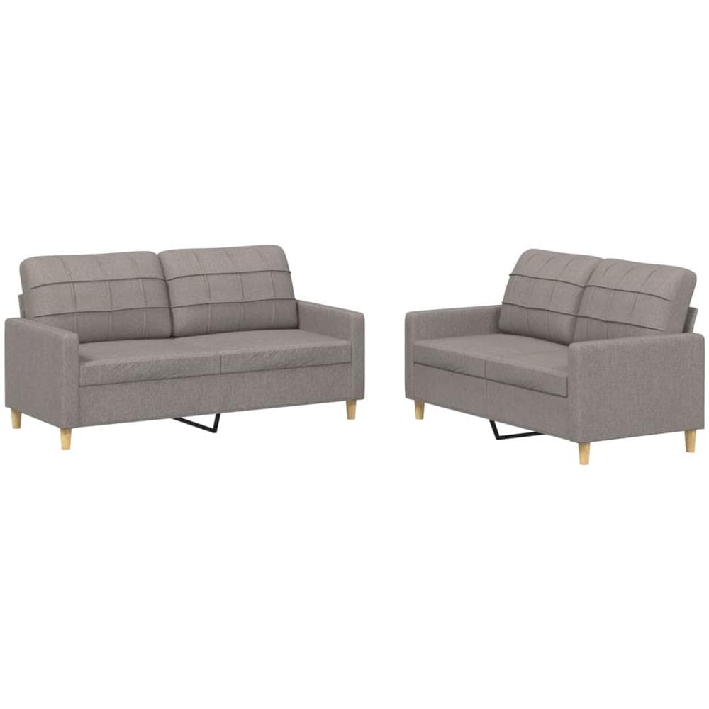 Set Di Divani 2 Pz Con Cuscini Tortora In Tessuto - Foto 2