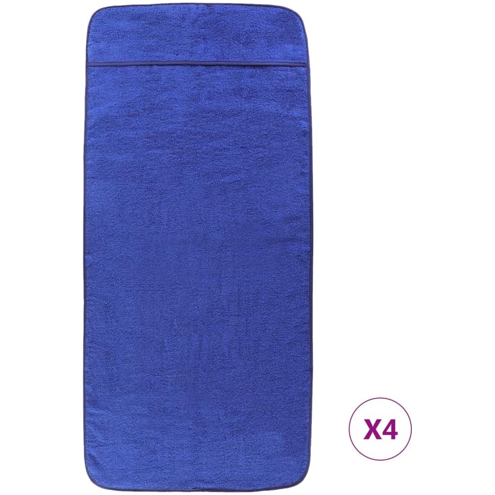 Asciugamani Da Spiaggia 4pz Blu Reale 60x135 Cm Tessuto 400 Gsm - Foto 3
