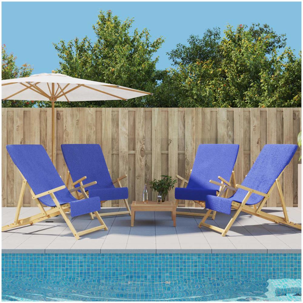 Asciugamani Da Spiaggia 4pz Blu Reale 60x135 Cm Tessuto 400 Gsm - Foto 1