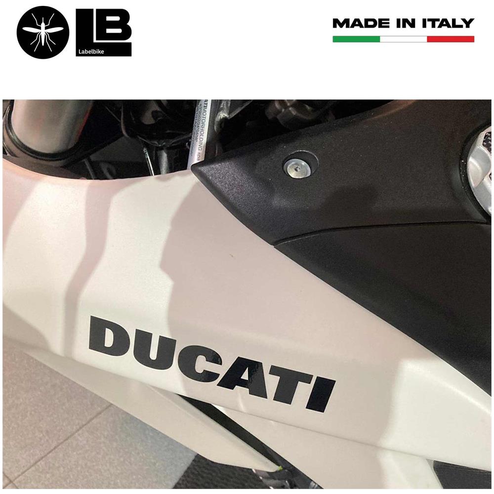 2 Adesivi Per Serbatoio Moto Scritta Ducati Adesivo Nero Stickers Racing Nero - Foto 3