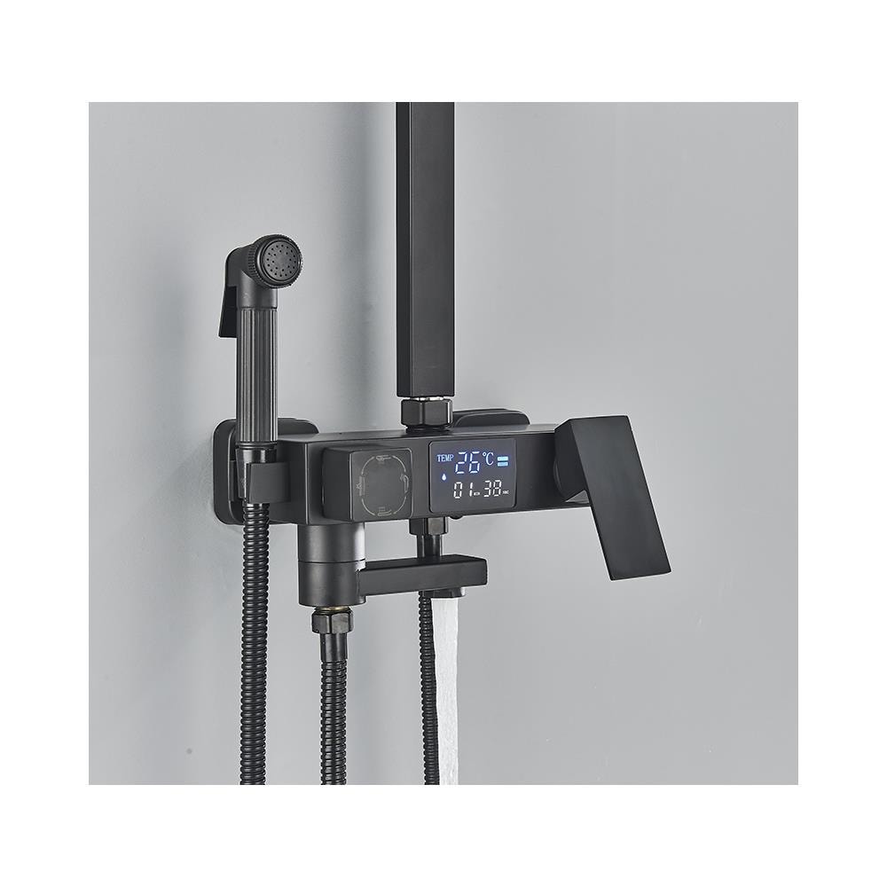Colonna doccia, Blackswan, Tipo M115, modello nero con display digitale, bocca e doccetta bidet, misura 116 cm - Foto 4