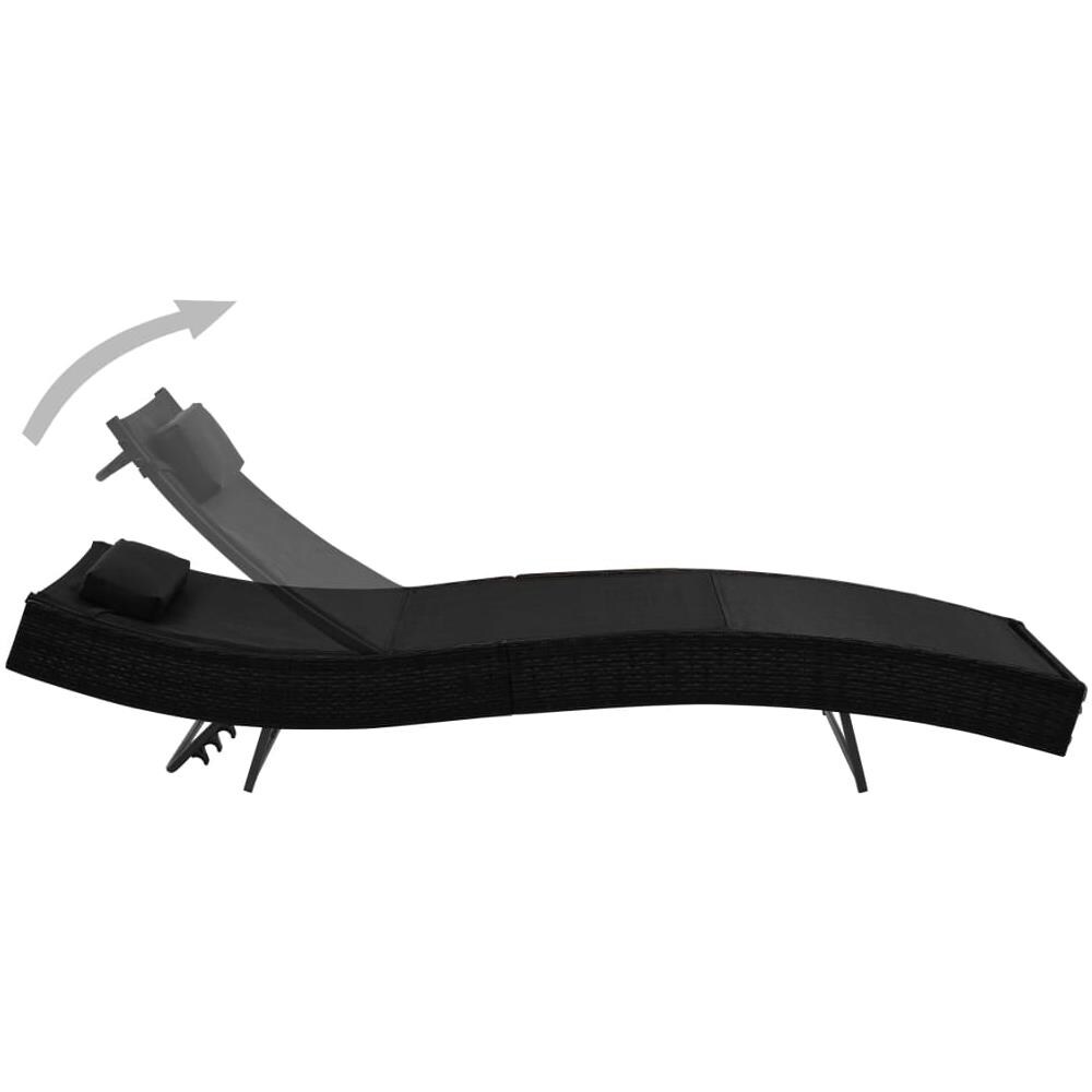 Lettino Prendisole con Cuscino in Polyrattan Nero - Foto 2