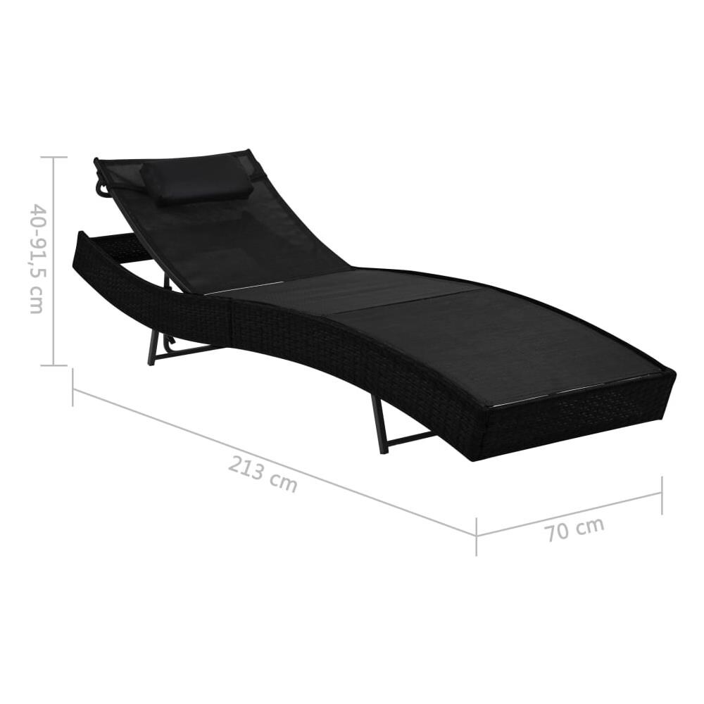 Lettino Prendisole con Cuscino in Polyrattan Nero - Foto 6