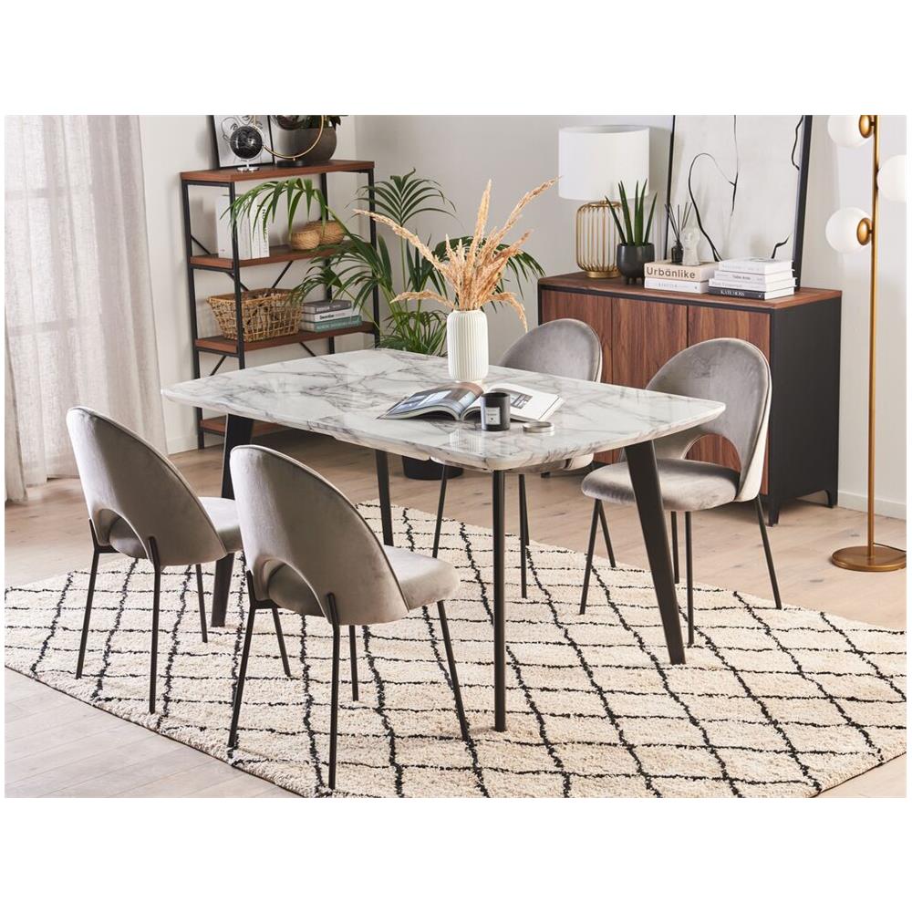 Tavolo Da Pranzo Estendibile 160/200 X 90 Cm Effetto Marmo E Nero Mosby - Foto 2