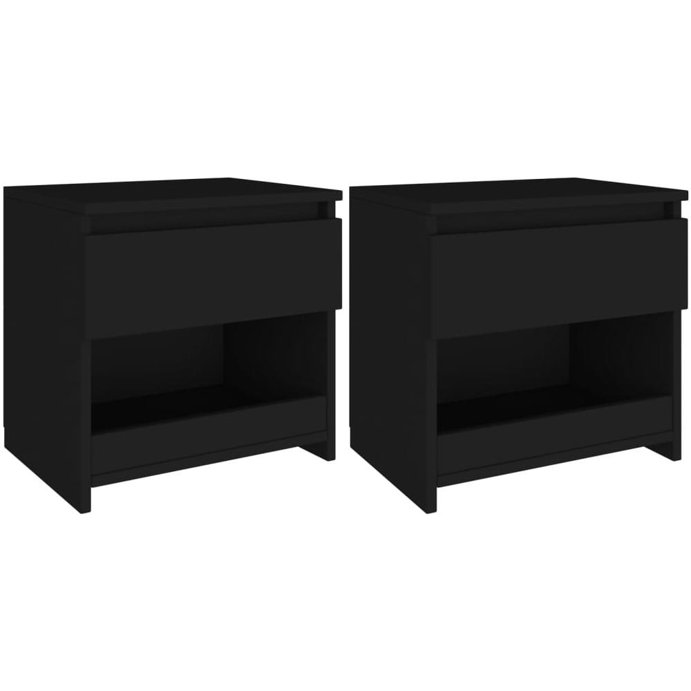 Comodini 2 pz Neri 40x30x39 cm in Legno Multistrato - Foto 1