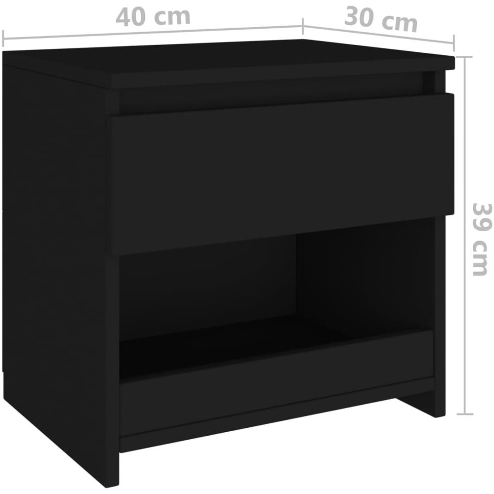 Comodini 2 pz Neri 40x30x39 cm in Legno Multistrato - Foto 8