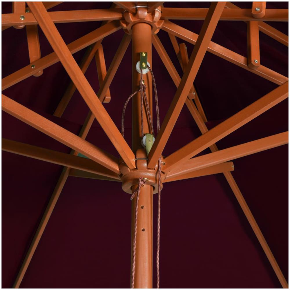 Ombrellone a Due Livelli con Palo in Legno 270 cm Rosso Bordò - Foto 2