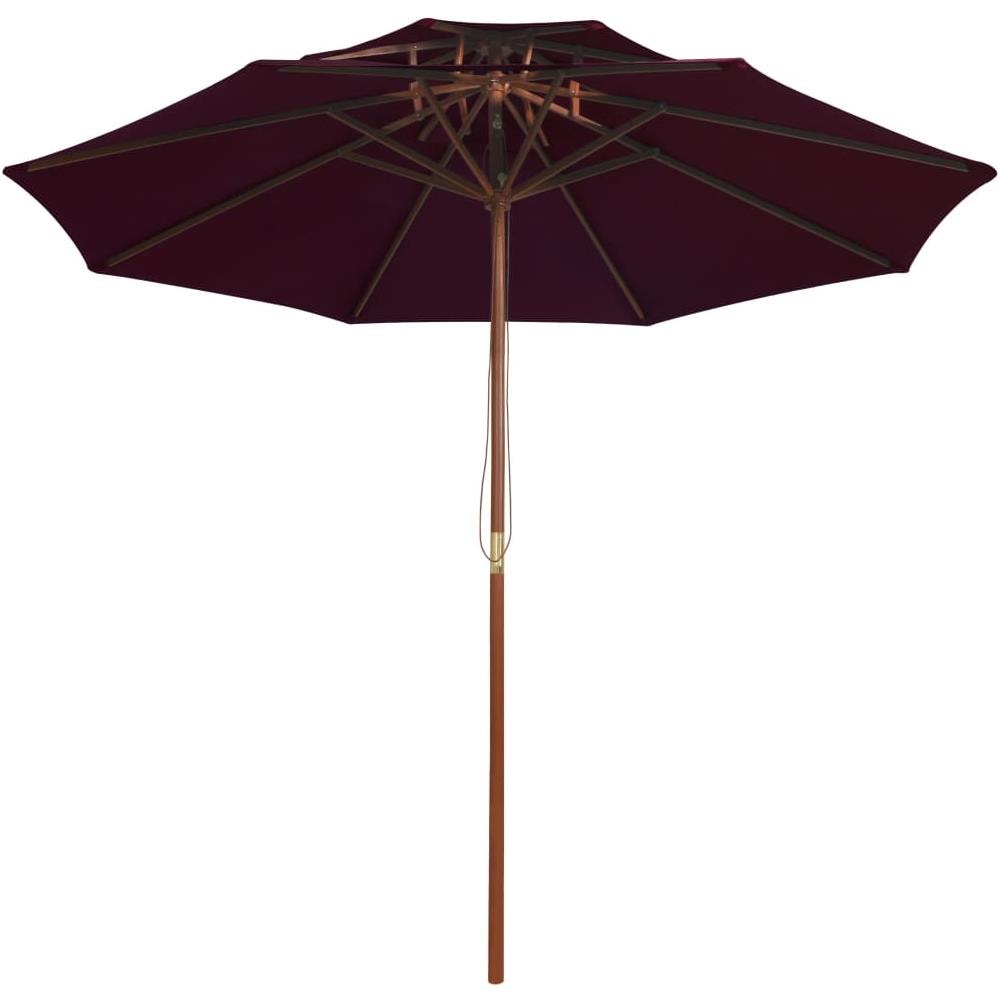 Ombrellone a Due Livelli con Palo in Legno 270 cm Rosso Bordò - Foto 3