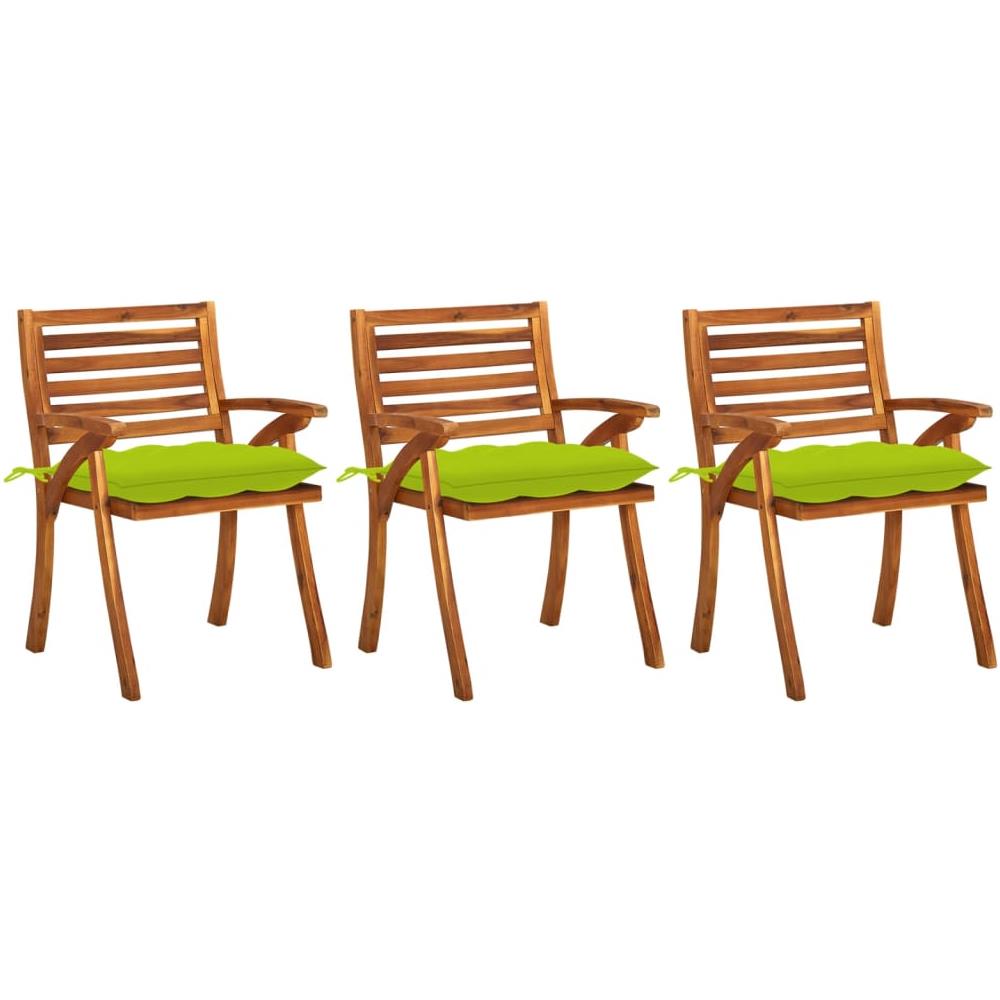 Sedie da Pranzo da Giardino con Cuscini 3 pz Massello di Acacia - Foto 1