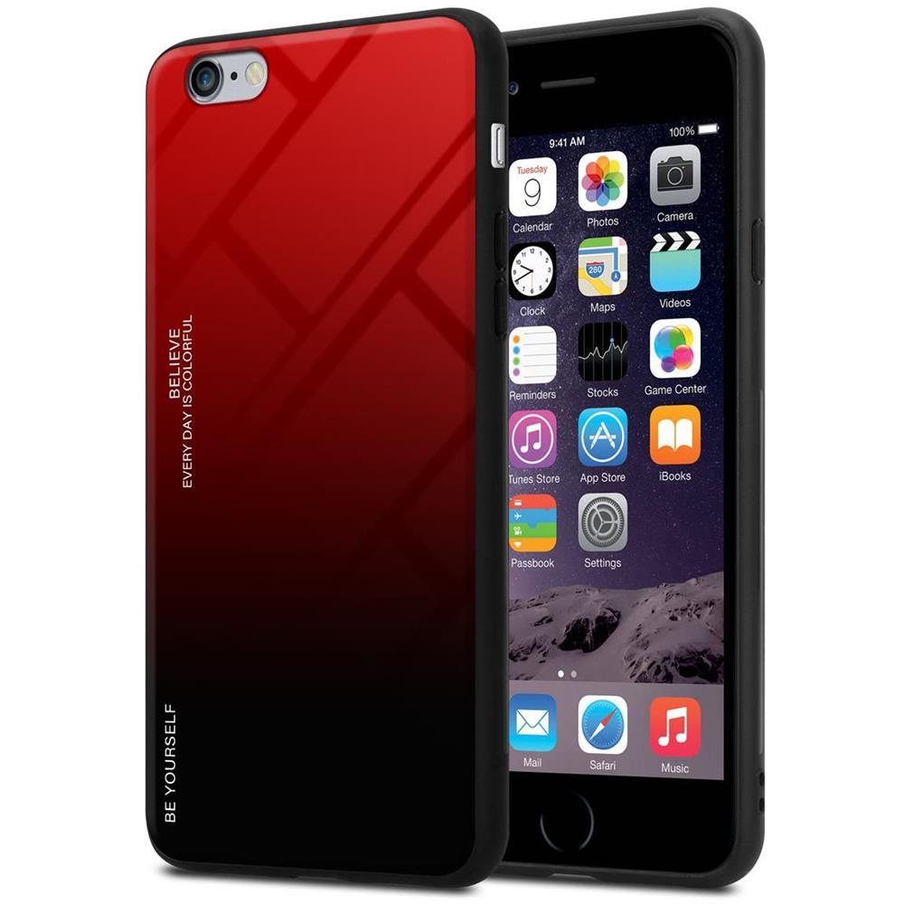 Cadorabo Custodia Compatibile Con Apple Iphone 6 Plus / 6s Plus In Rosso - Nero - Coperchio Protettivo Bicolore In Vetro Temperato E Silicone Tpu - Foto 1