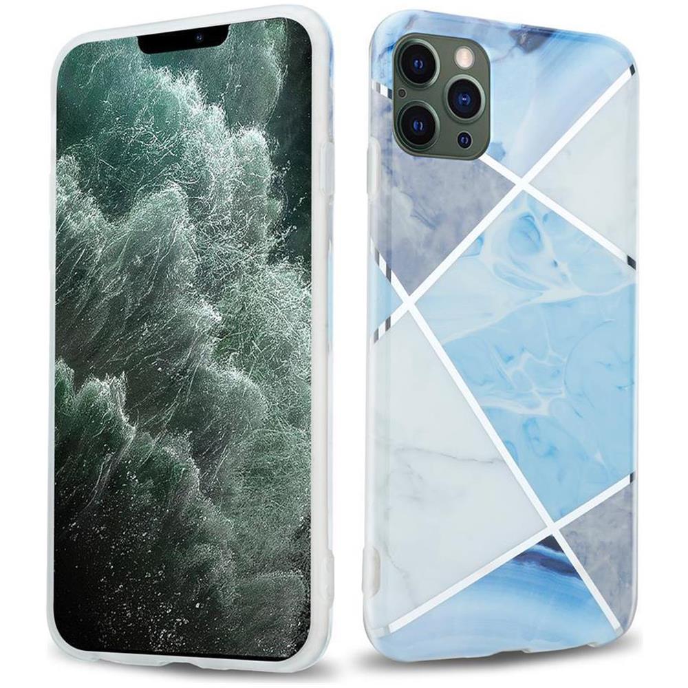 Custodia Compatibile Con Apple Iphone 12 Pro Max (6,7 Zoll) In Marmo Grigio Bianco Blu No. 2 - Coperchio Protettivo In Silicone Tpu Con Motivo A Mosaico - Foto 1
