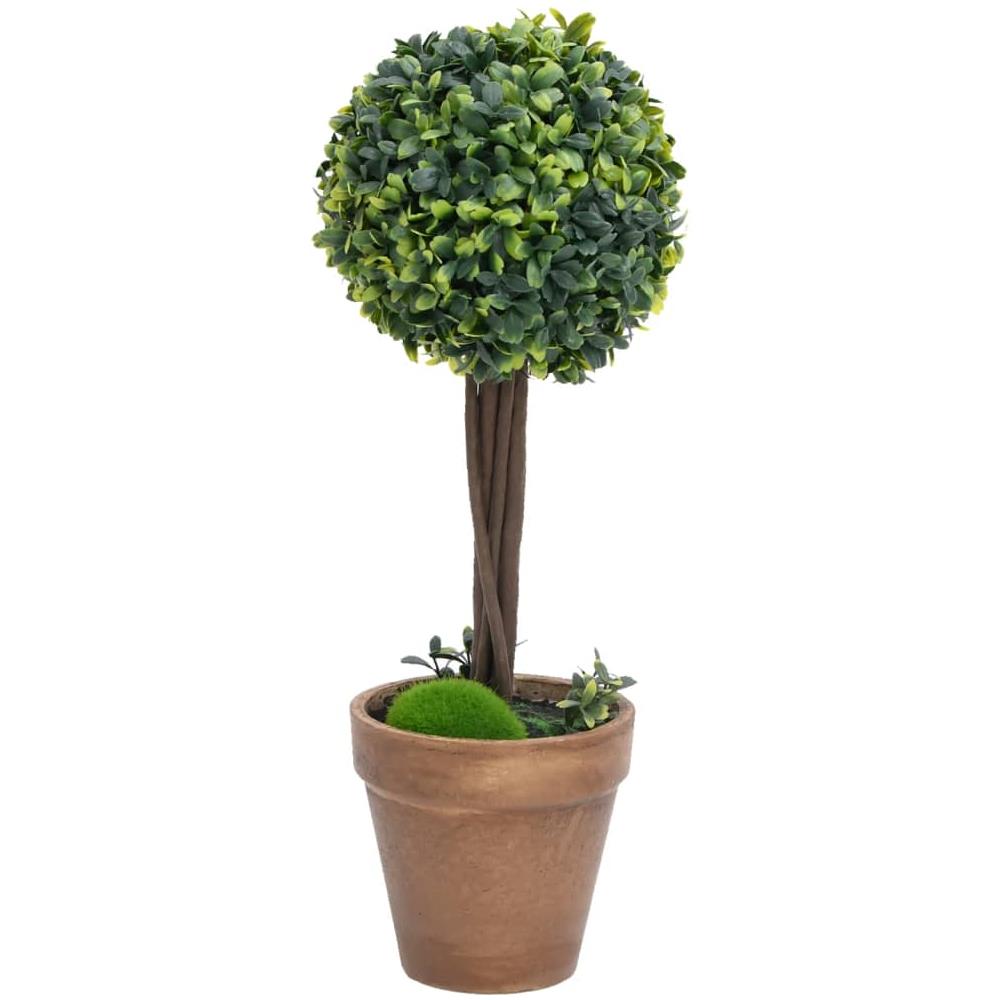 Piante Di Bosso Artificiale 2 Pz A Sfera Con Vaso Verde 33 Cm - Foto 2