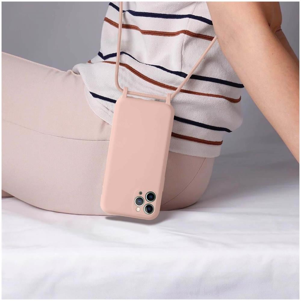 Cover Semirigida Per Iphone 11 Pro Max Cordino Nylon 80 Cm Rosa Chiaro - Foto 5