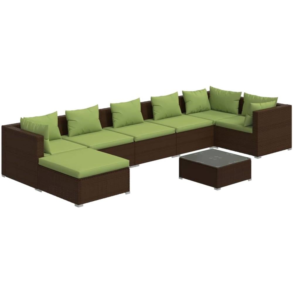 Set Divani Da Giardino 8 Pz Con Cuscini In Polyrattan Marrone - Foto 1