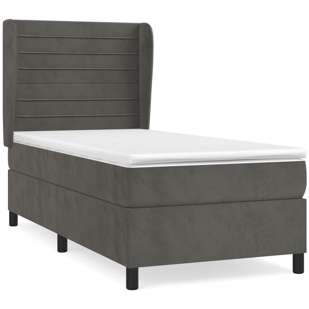 Giroletto A Molle Con Materasso Grigio Scuro 100x200 Cm Velluto - Foto 2