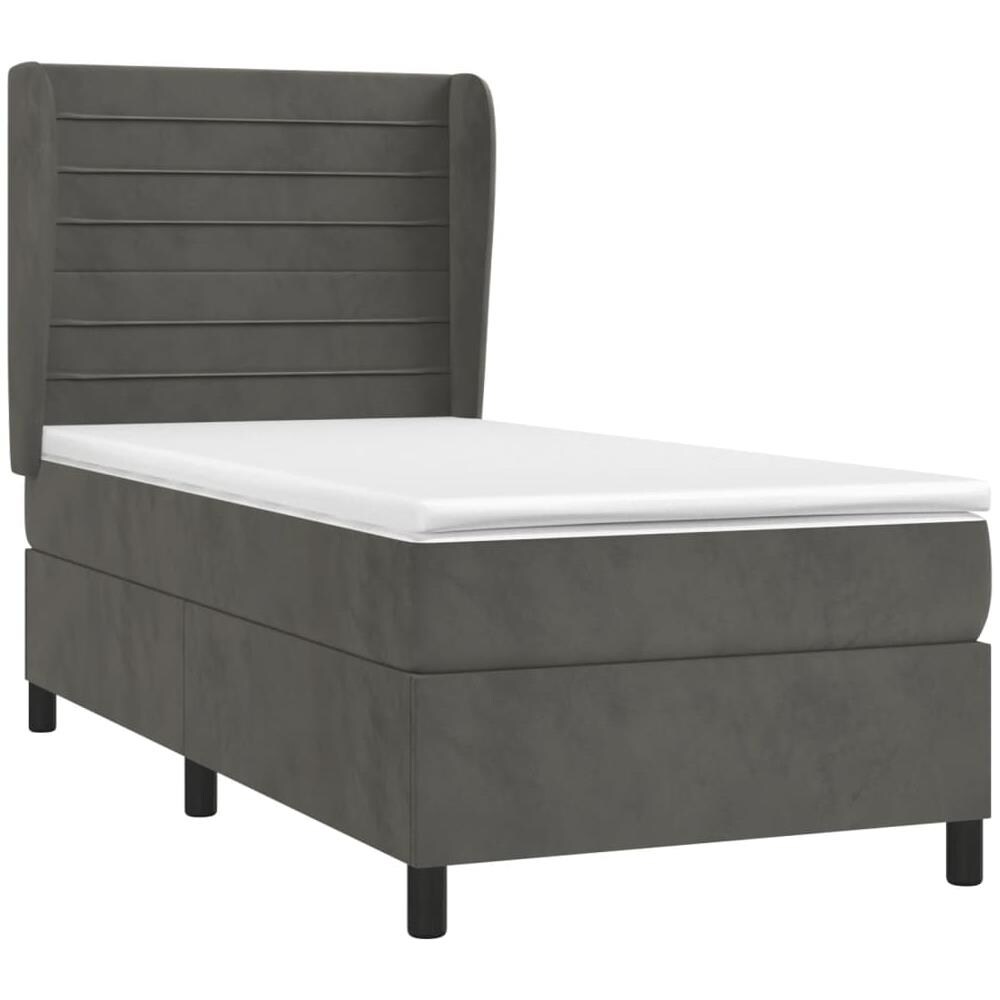 Giroletto A Molle Con Materasso Grigio Scuro 100x200 Cm Velluto - Foto 3