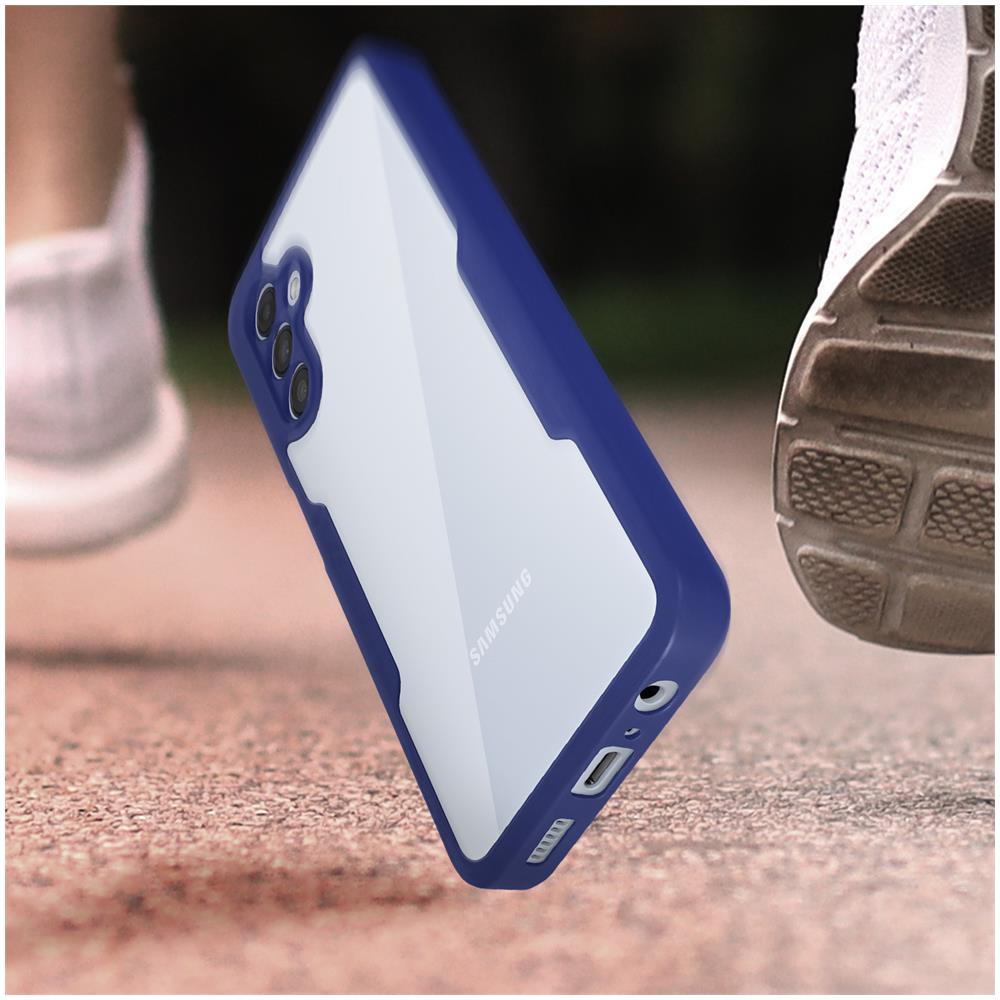 Cover Samsung Galaxy A13 5g / A04s Retro Plexiglass Fronte Polimero Bordo Blu - Foto 2