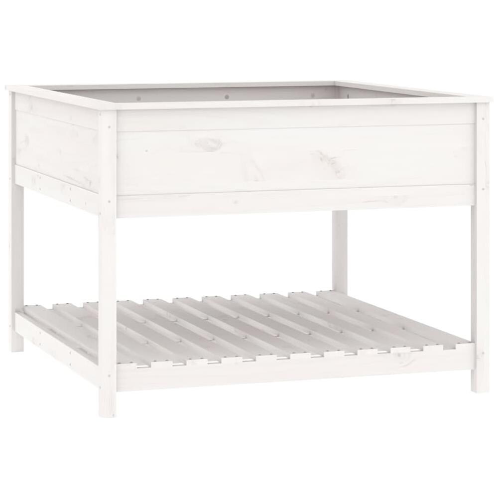 Fioriera Mensola Bianca 111,5x111,5x81cm Legno Massello Di Pino - Foto 1