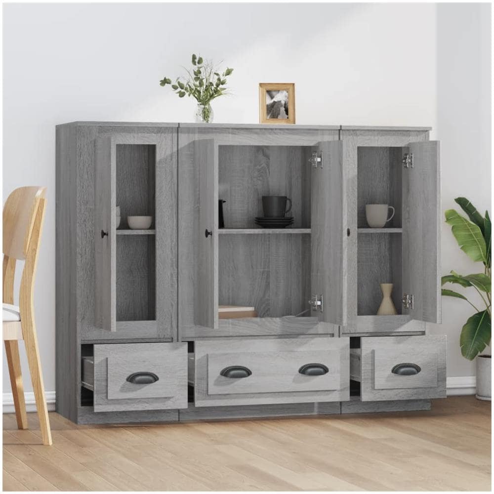 Credenze 3 Pz Grigio Sonoma In Legno Multistrato - Foto 3