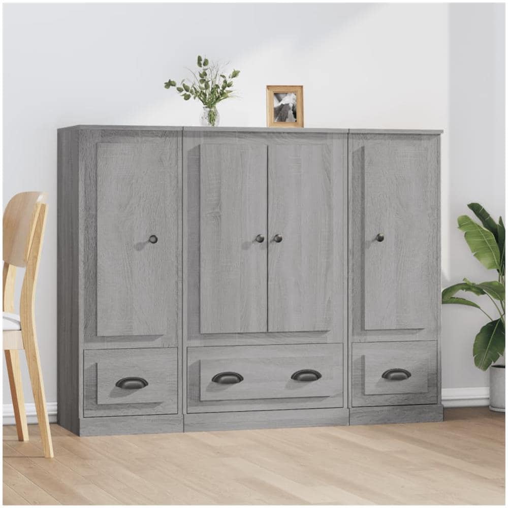 Credenze 3 Pz Grigio Sonoma In Legno Multistrato - Foto 1