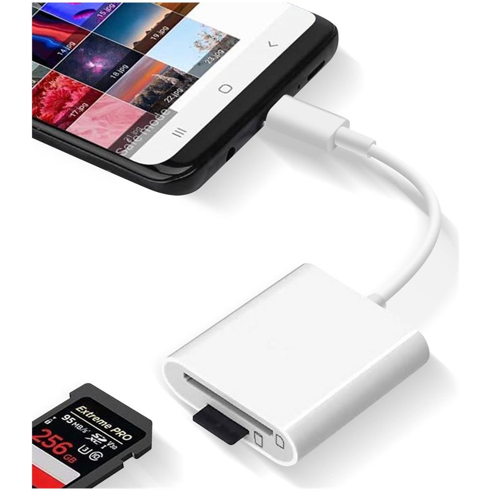 Lettore Di Schede Universale Per Micro-sd / Sd / Tf, Adattatore Usb-c, Bianco - Foto 2