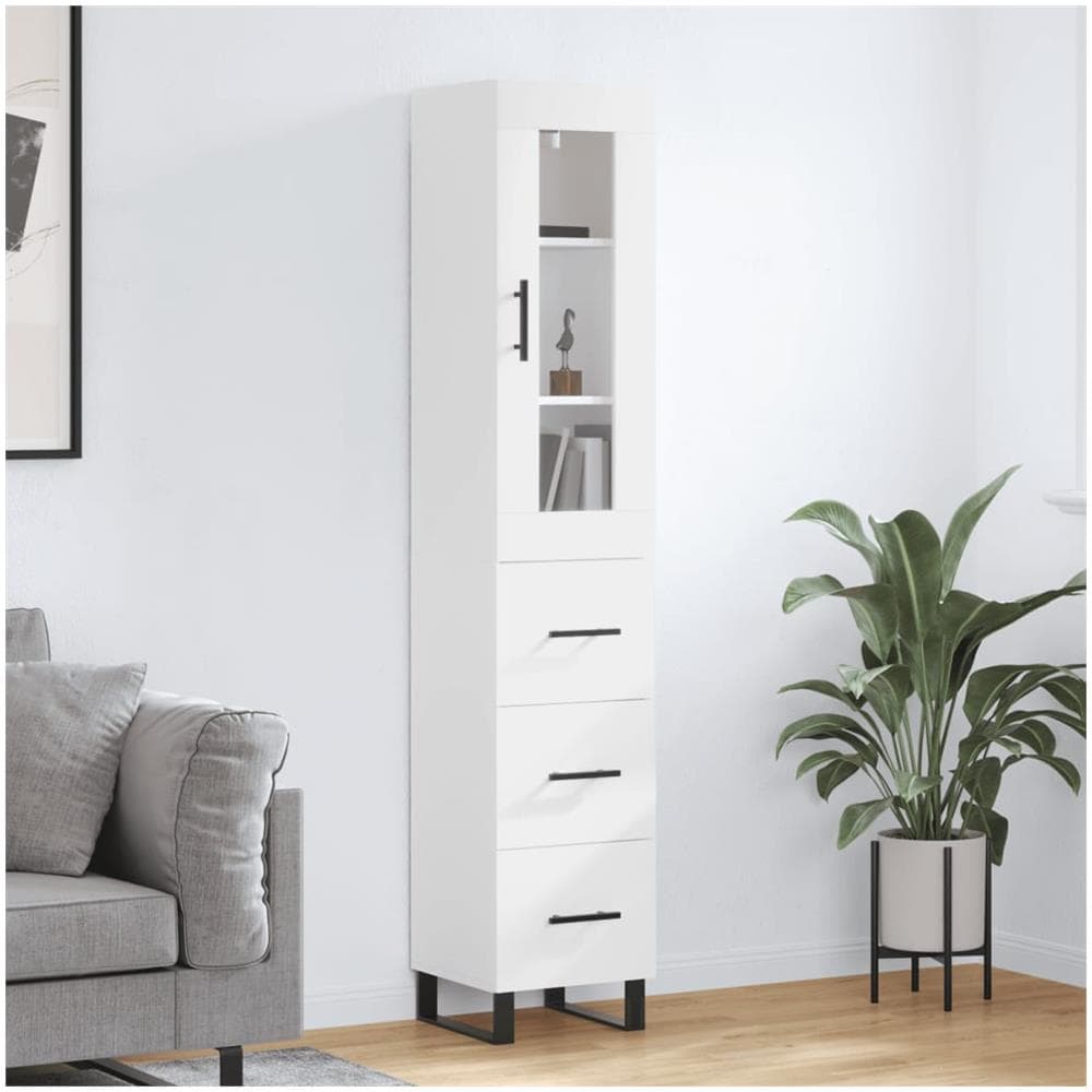 Credenza Bianca 34,5x34x180 Cm In Legno Multistrato - Foto 1