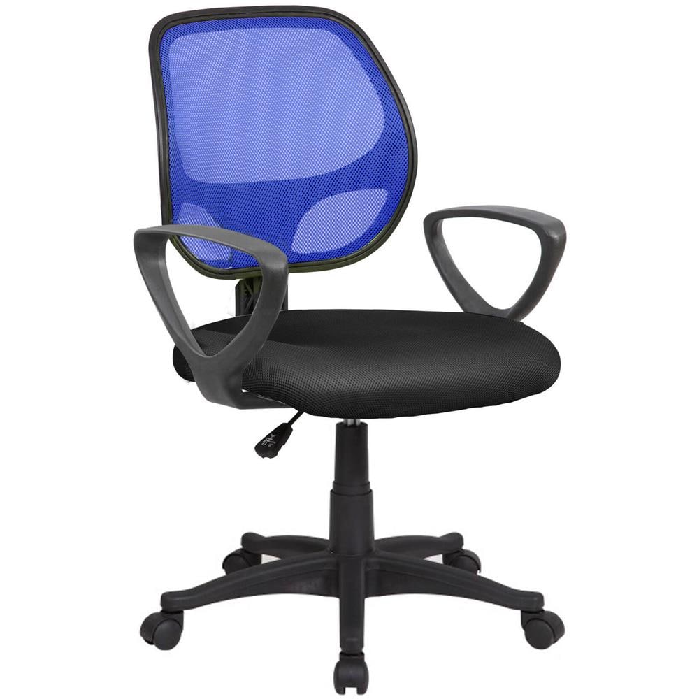 Sedia Da Ufficio Geraldton, Poltrona Operativa A Rete Con Braccioli, Seduta Ergonomica Da Ufficio, 56x57h88/100 Cm, Nero E Blu - Foto 1