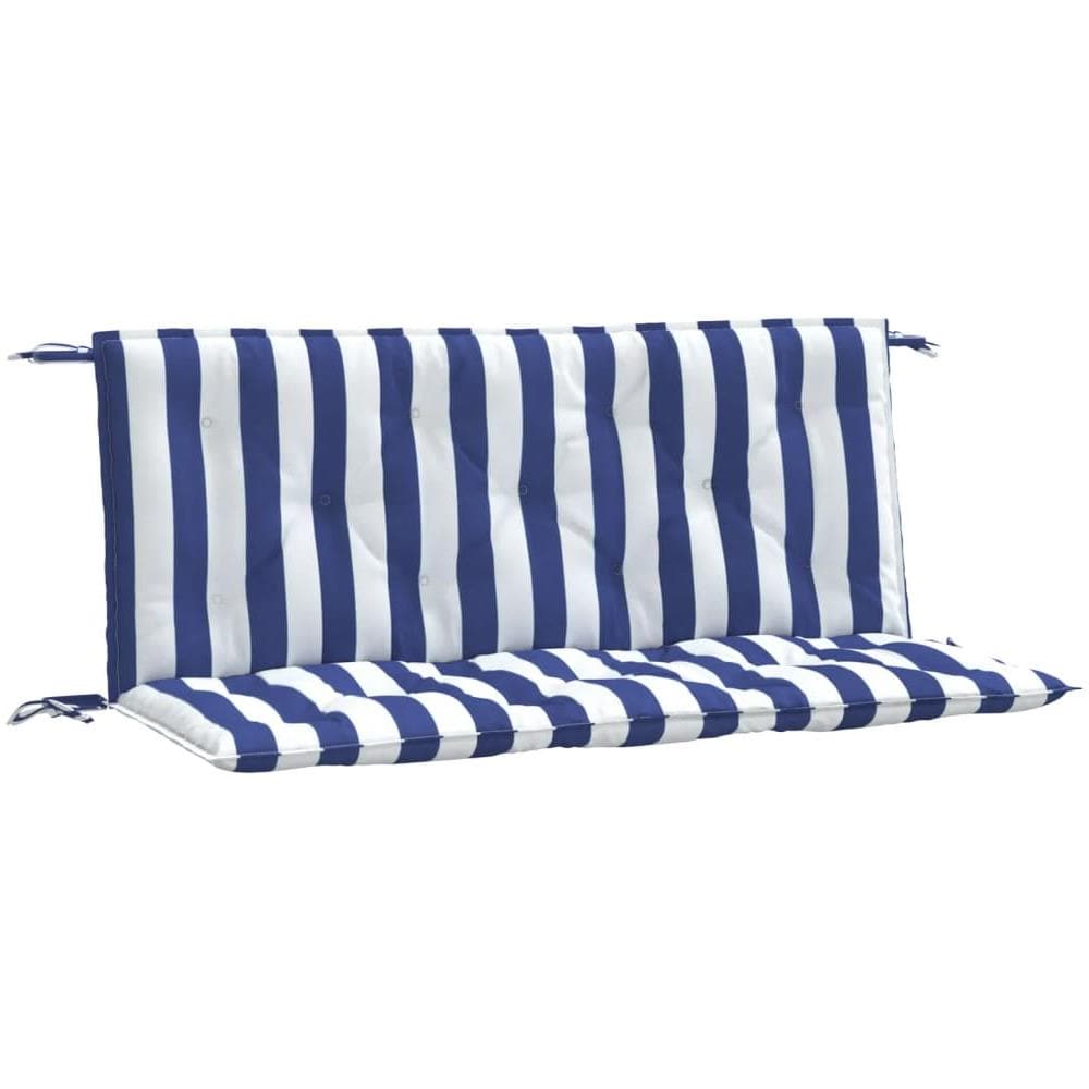 Cuscini Panca Giardino 2pz Righe Bianche Blu 120x50x7cm Tessuto - Foto 2