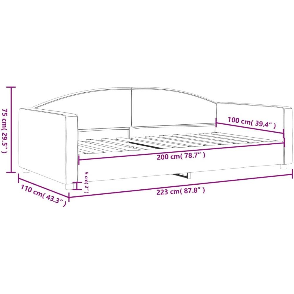 Letto Da Giorno Grigio Chiaro 100x200 Cm In Tessuto - Foto 7