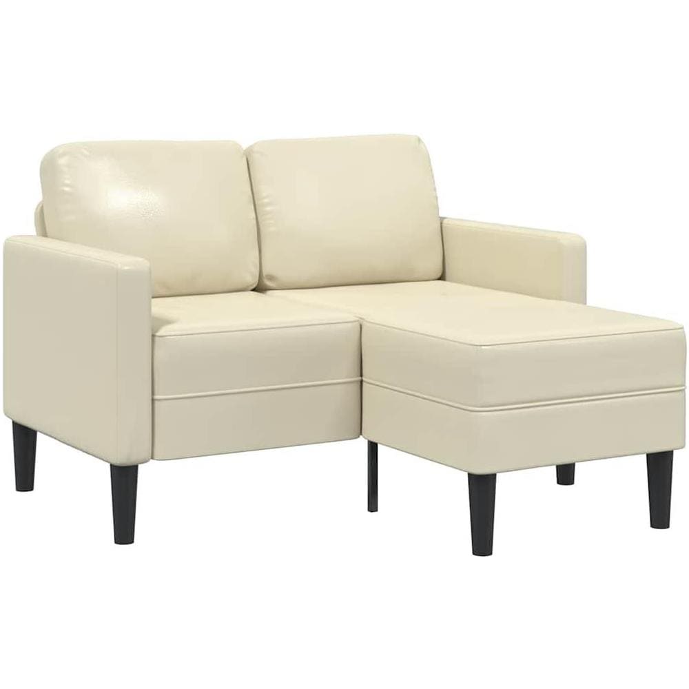 Divano 2 Posti con Chaise longue a L Crema 125 cm in Similpelle - Foto 1