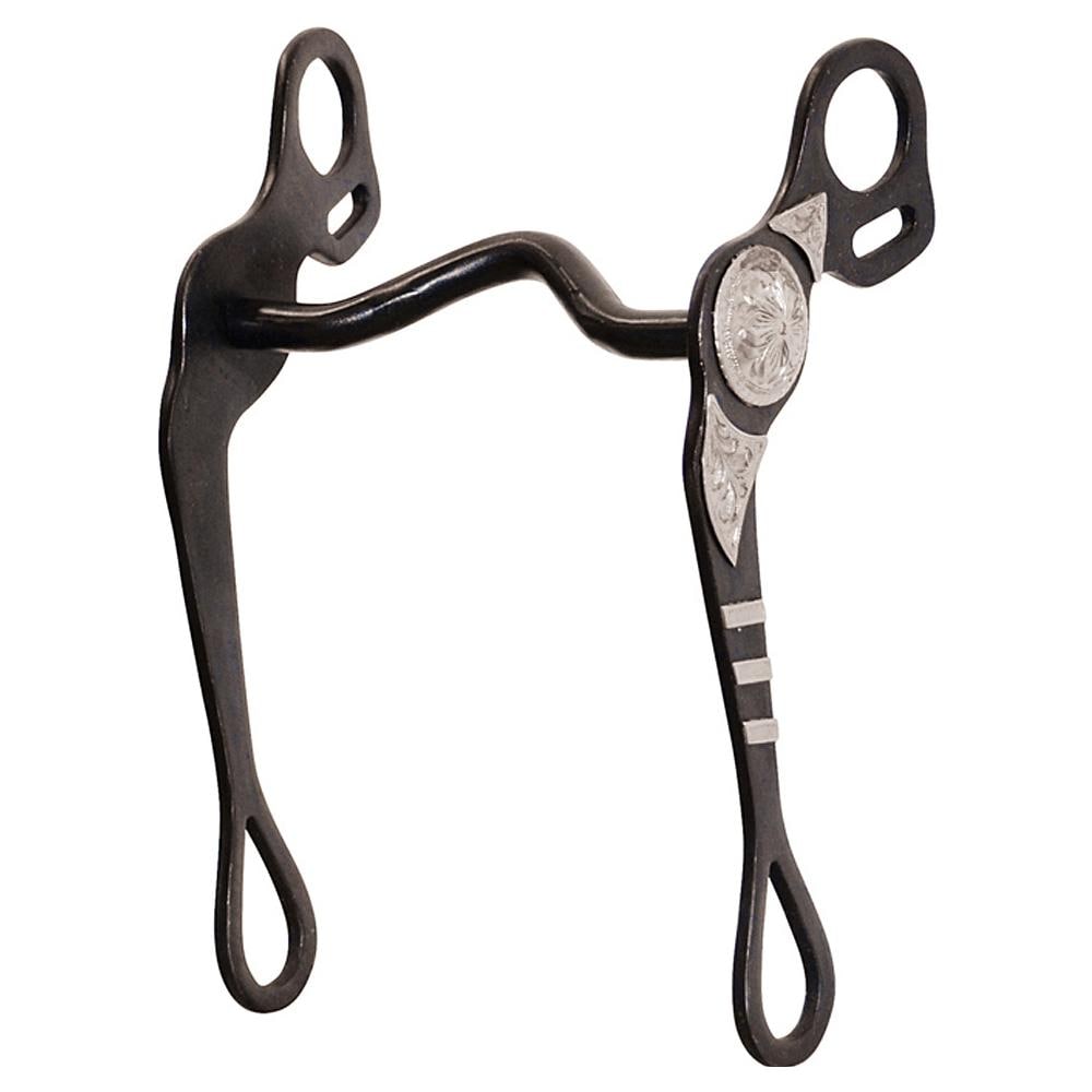 Morso western intero in ferro nero con imboccatura a ponte e aste decorate - Foto 1