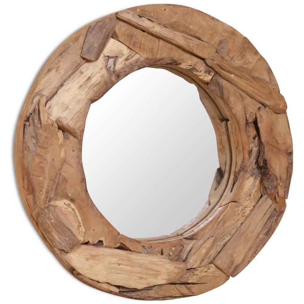 Specchio Decorativo In Legno Di Teak 60 Cm Rotondo - Foto 1