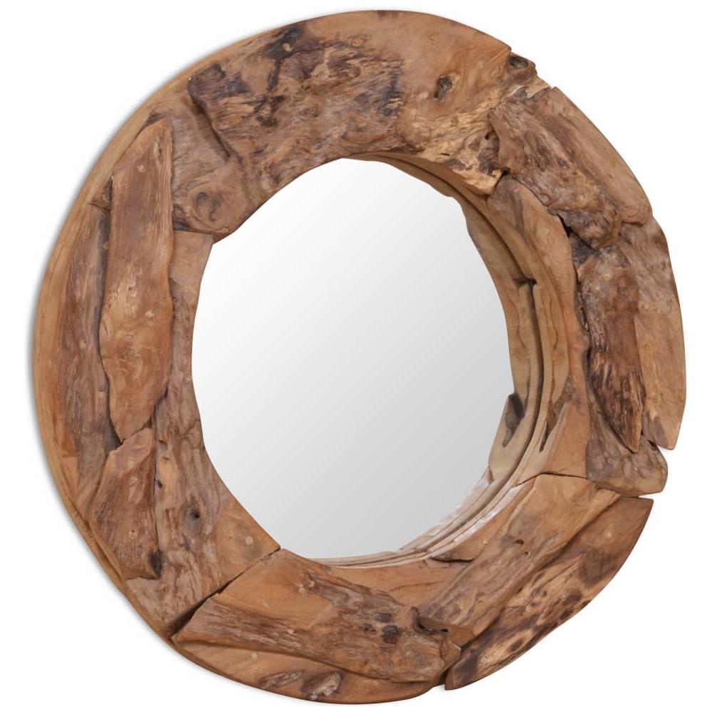 Specchio Decorativo In Legno Di Teak 60 Cm Rotondo - Foto 8