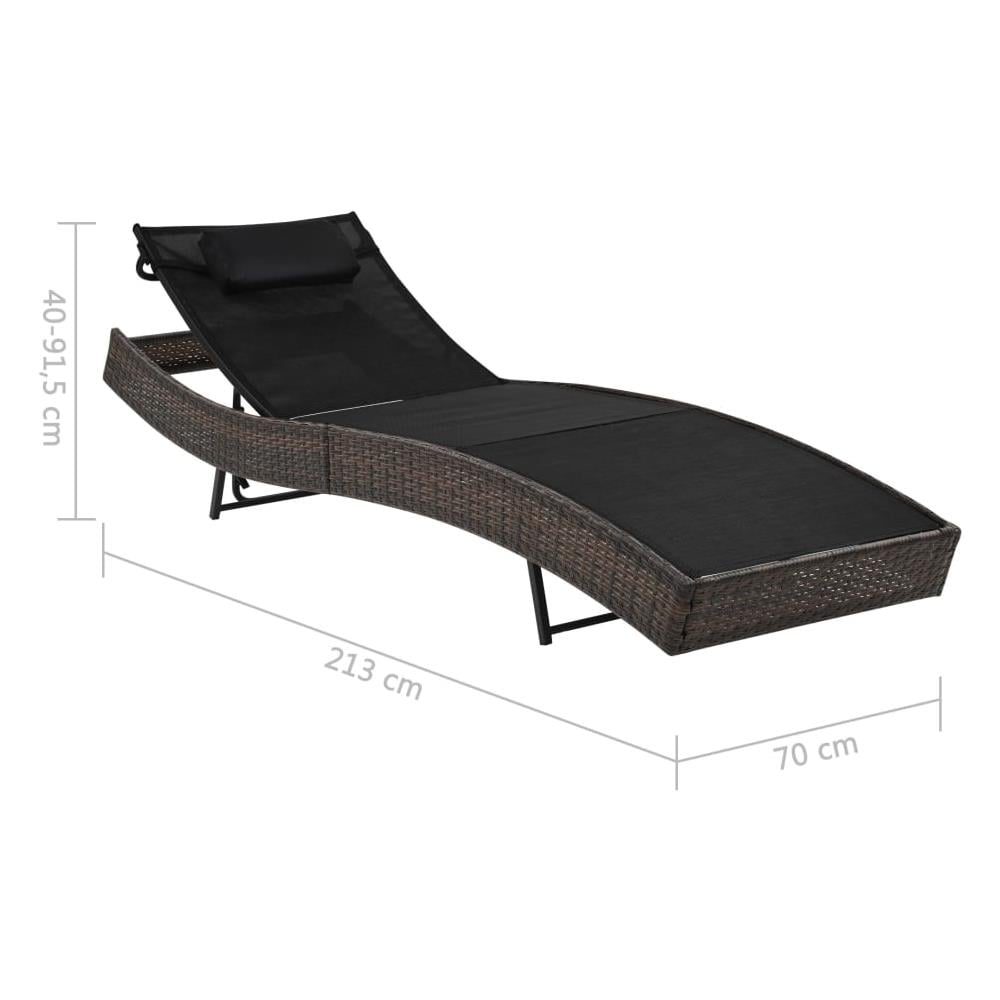Lettino Prendisole con Cuscino in Polyrattan Marrone - Foto 6