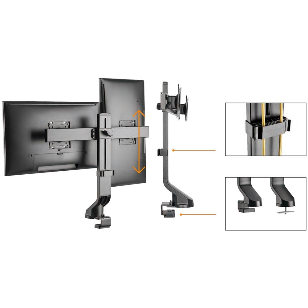 Supporto Per Due Monitor / Doppio 17 ""-27"" 14kg Mc-854 Vesa 75x75 100x100 - Foto 2