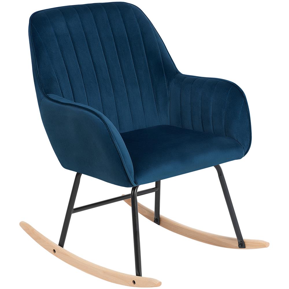 Sedia A Dondolo In Velluto Blu Cobalto Liarum - Foto 1