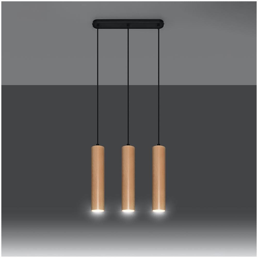 Lampada A Sospensione Tripla In Legno Naturale Gu10 - Foto 10