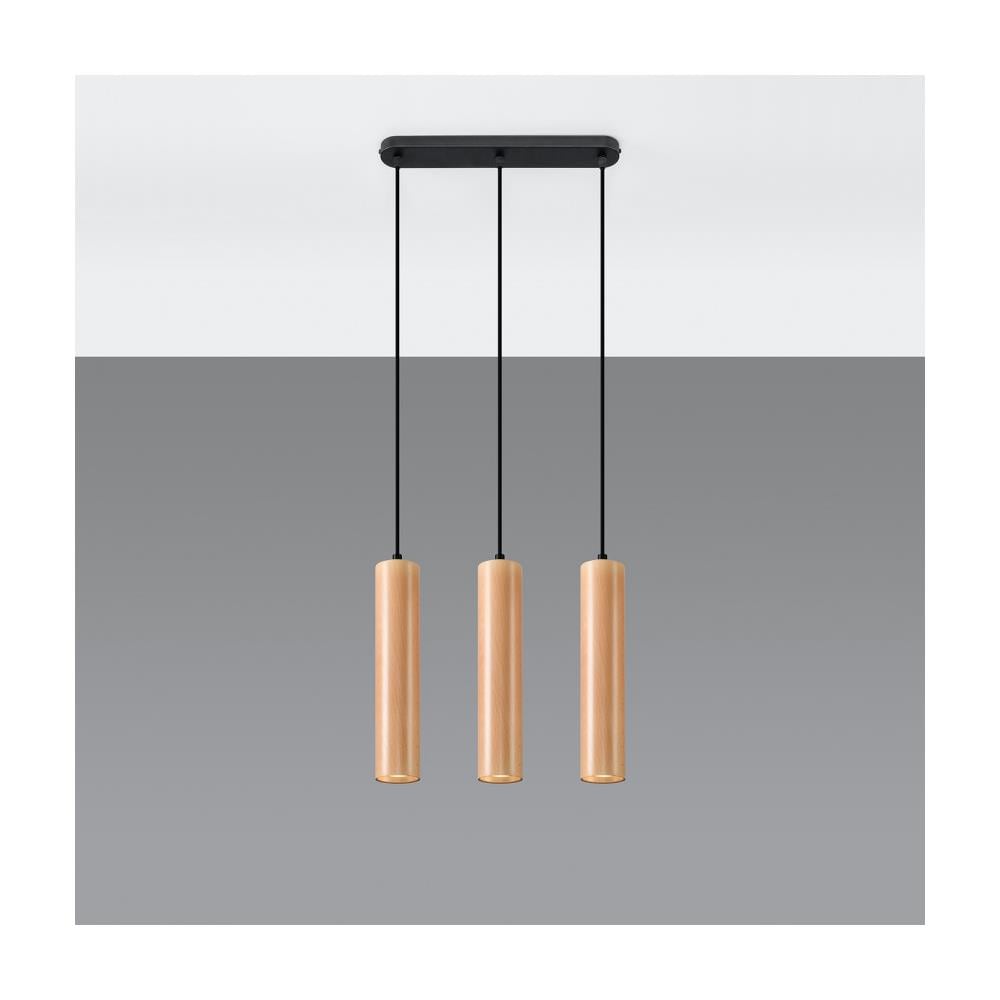 Lampada A Sospensione Tripla In Legno Naturale Gu10 - Foto 2
