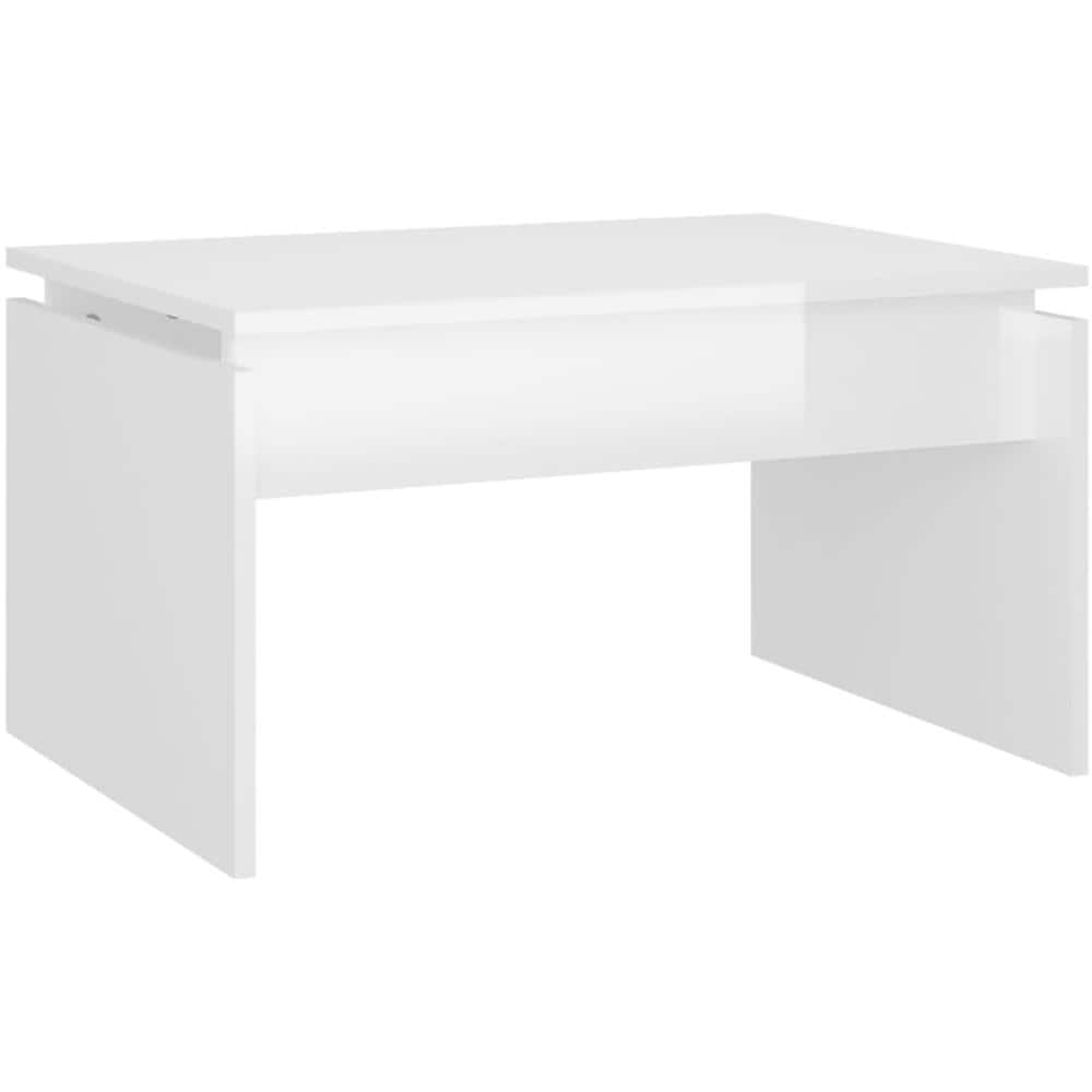Tavolino da Salotto Bianco Lucido 68x50x38 cm Legno Multistrato - Foto 2