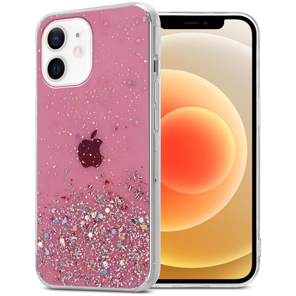 Custodia Compatibile Con Apple Iphone 12 Mini In Rosa Con Glitter - Coperchio Protettivo In Silicone Tpu Flessibile Con Glitter Scintillanti - Foto 1