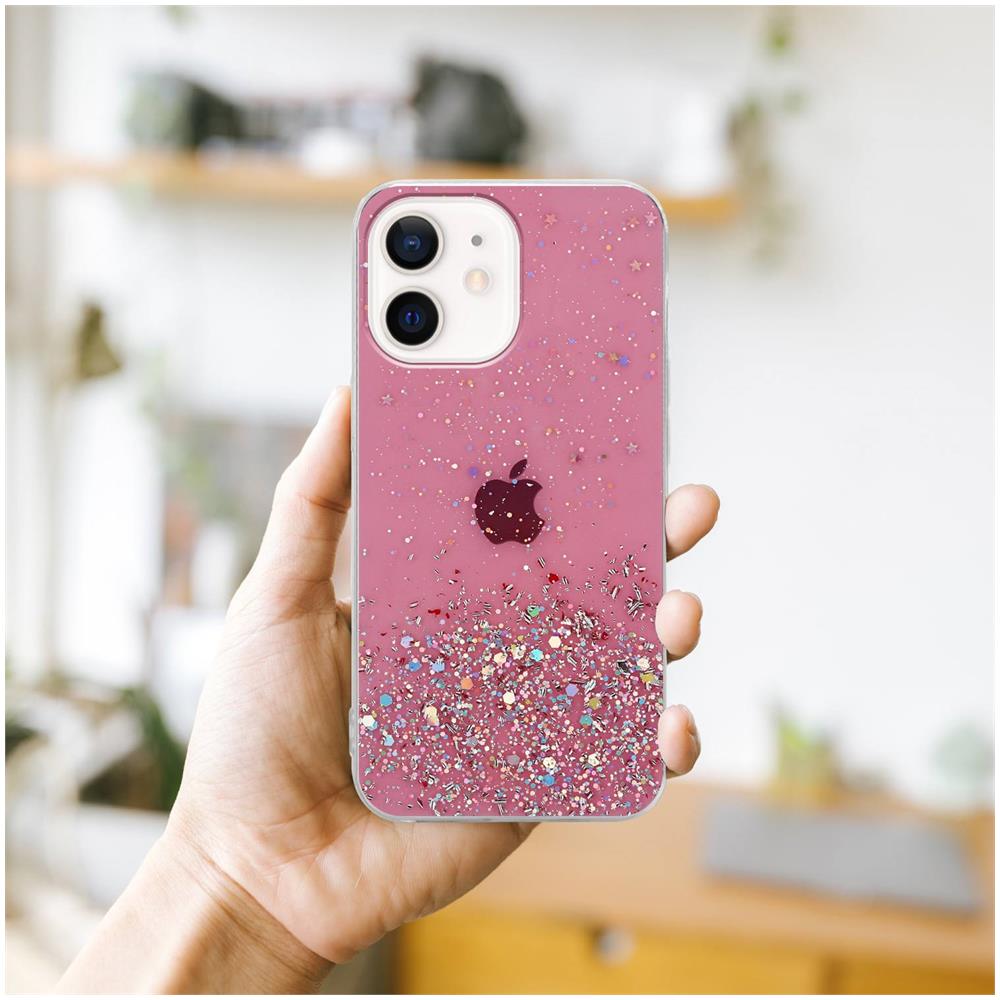 Custodia Compatibile Con Apple Iphone 12 Mini In Rosa Con Glitter - Coperchio Protettivo In Silicone Tpu Flessibile Con Glitter Scintillanti - Foto 8